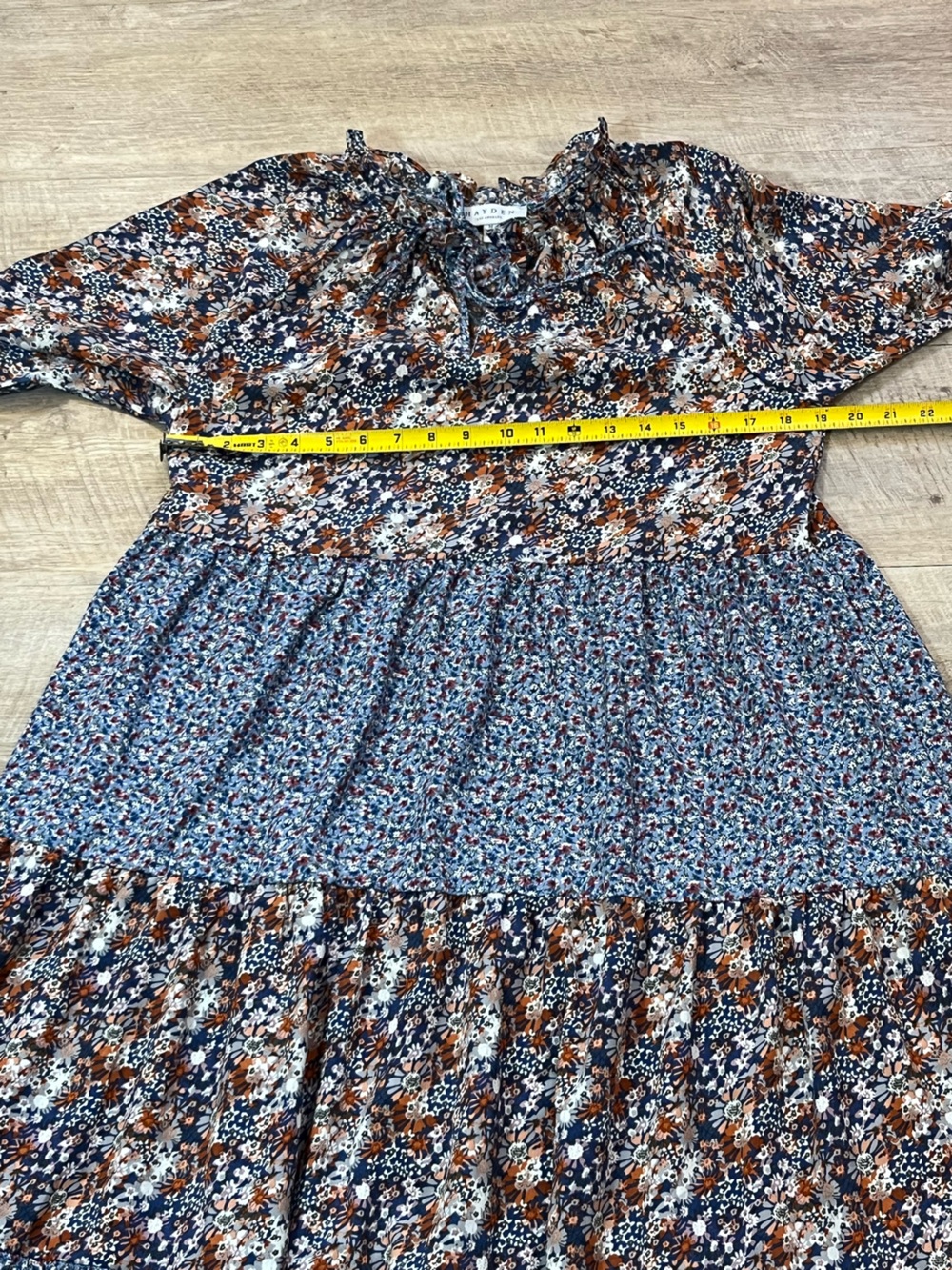 Hayden Patchwork Floral Tiered Maxi Dress Size Medium - Picture 6 of 8